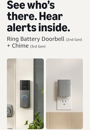 Ring Battery Doorbell (newest model), Speckled Gray with Chime (newest model), White