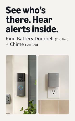 Ring Battery Doorbell (newest model), Speckled Gray with Chime (newest model), White
