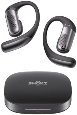 SHOKZ OpenFit Pro Open-Ear Earbuds with Noise Reduction, Dolby Atmos, Black | Bundle with Gym Bag; Deep Bass, 50H Playtime, AI call clarity; Bluetooth 6.1; IP55 Secure all-day fit; Gym/Office/Cafe use