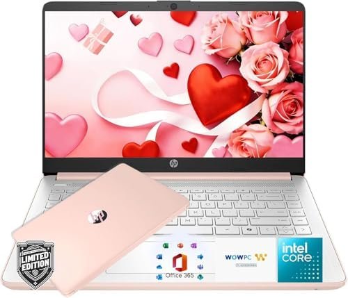 HP New Everyday Laptop • 2026 Edition • Microsoft Office 365 Included • Intel N150 CPU • 128GB SSD • Copilot AI • Long Battery Life • Windows 11 • Rose Gold
