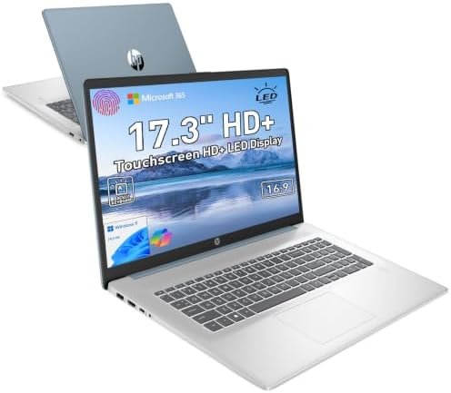 HP 17.3” Touchscreen Laptop w/Microsoft 365, 8GB RAM, 128GB UFS | Webcam w/ shutter, Fingerprint Reader, Backlit Keyboard, Microsoft Copilot Key, Intel Quad-Core CPU, Win11, Blue